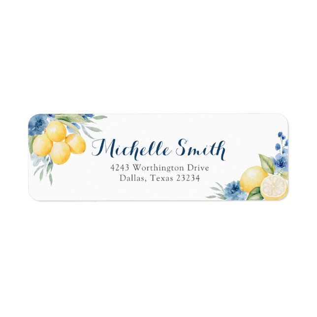 Citron floral bleu Main Squeeze Adresse nuptiale (Devant)