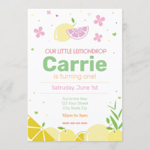 Citron goutte Invitation de fête d'anniversaire