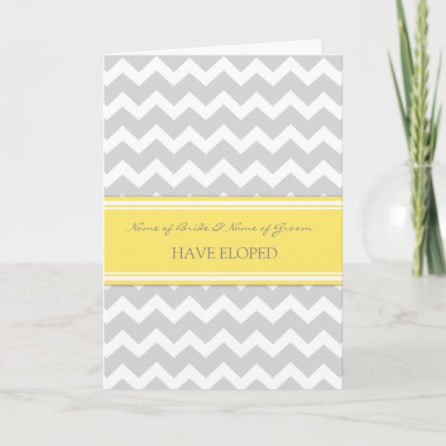 Citron gris Chevron Elopement Faire-part (Devant)