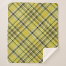Citron jaune et vert Plaid Sherpa Blanche