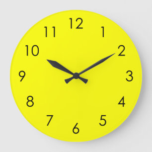 Citron jaune Grand noir Nombres Horloge