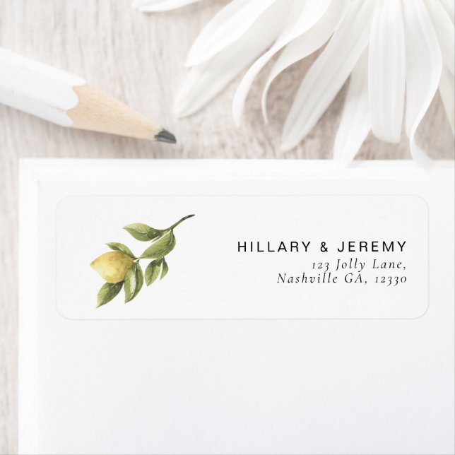 Citron jaune Sorrento Mariage Adresse de retour (En situation)