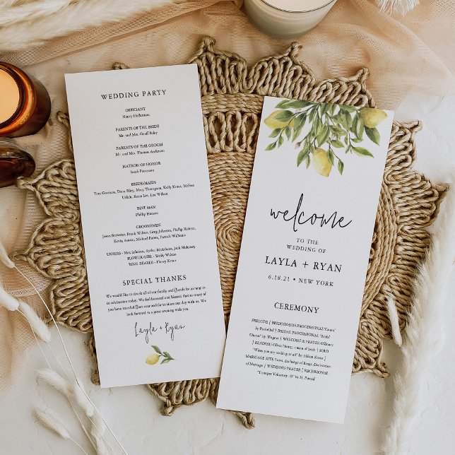 CITRON Lemon Citrus Wedding Program (Creator Uploaded)