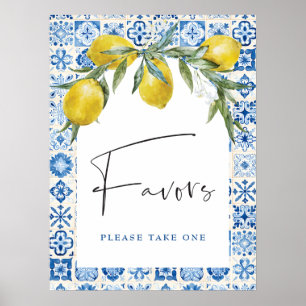 Citron Méditerranée Carrelage bleu Faveur Poster