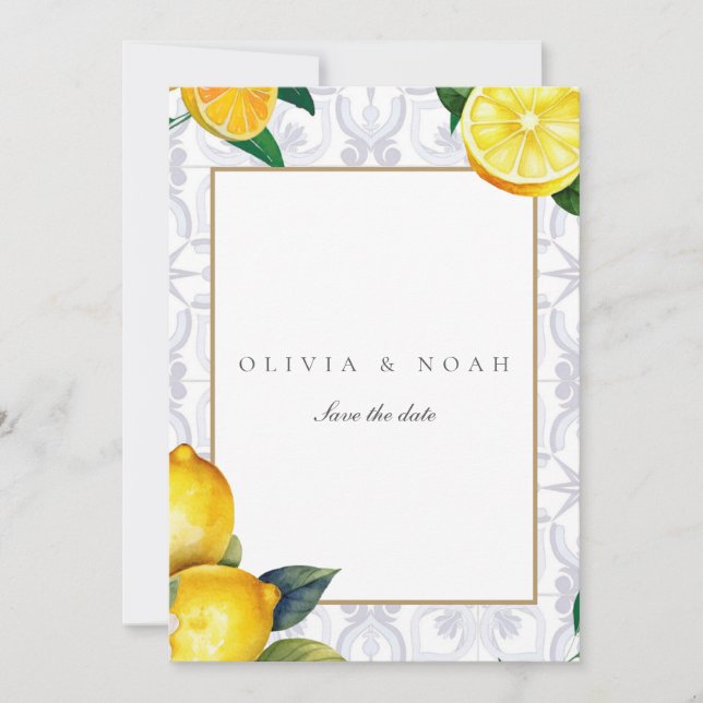 Citron Méditerranéen Sauvegarder La Carte Mariage  (Devant)