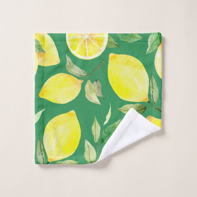 citron, motif d'aquarelle, arrière - plan, fruit,  (Gant de toilette)
