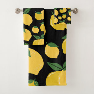 Citron Motif Fruit Rétro Jaune sur Noir