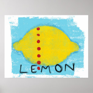 Citron Sur Bleu Poster Mur Art