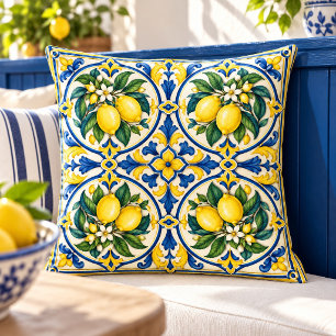Citron Tile Garden Throw Pillow