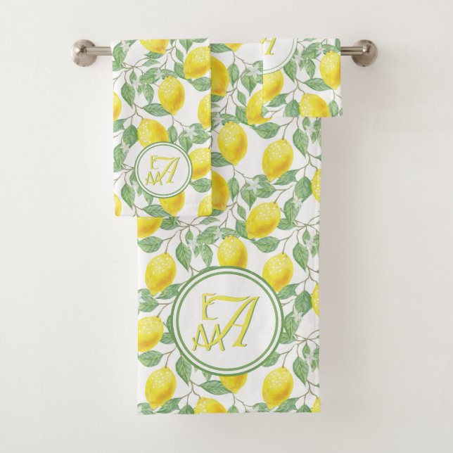 Citronnier Motif Monogramme Vert Jaune Décor (En situation)