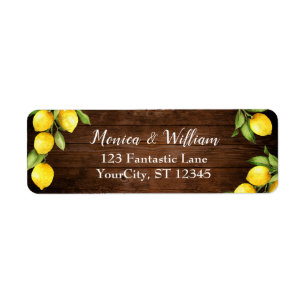 Citrons aquarelle avec bois Brown rustique