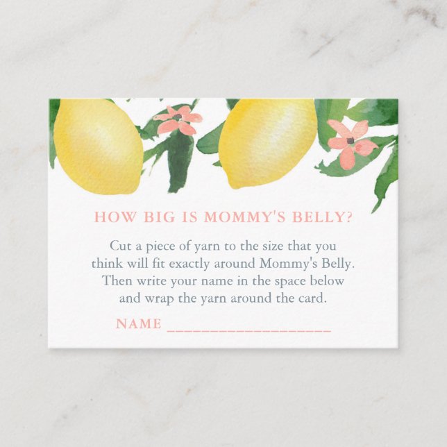 Citrons Baby shower Carte De Jeu Quelle Est La Gro (Devant)
