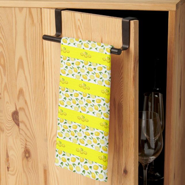 Citrons Cuisine Blanche Serviette à main (Pliage en tiers)