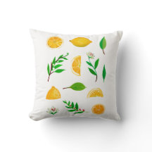 Citrons et Feuilles sur oreiller à lancer simple b