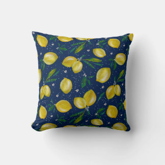 Citrons et Jacquard, oreiller à lancer réversible