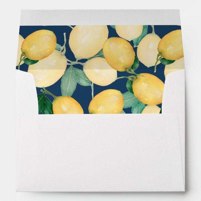 Citrons et verdure sur enveloppes bleu marine 5 x  (Dos (Bas))