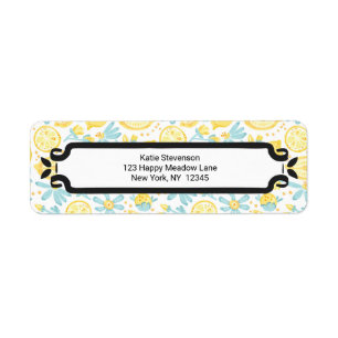 Citrons jaunes et fleurs bleues Motif illustré