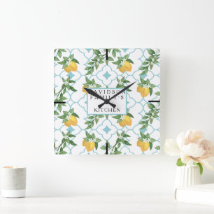 Citrons jaunes et Turquoises Citrons Horloge mural
