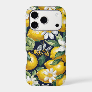 Citrons jaunes frais avec abeilles affairées et fl
