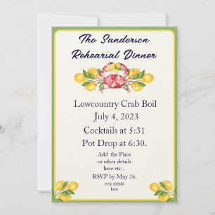 Citrons jaunes modernes Crabe rouge Invitation ver