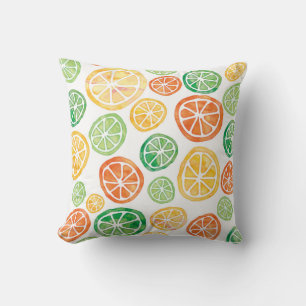 Citrons Limes Oranges aquarelle coussin