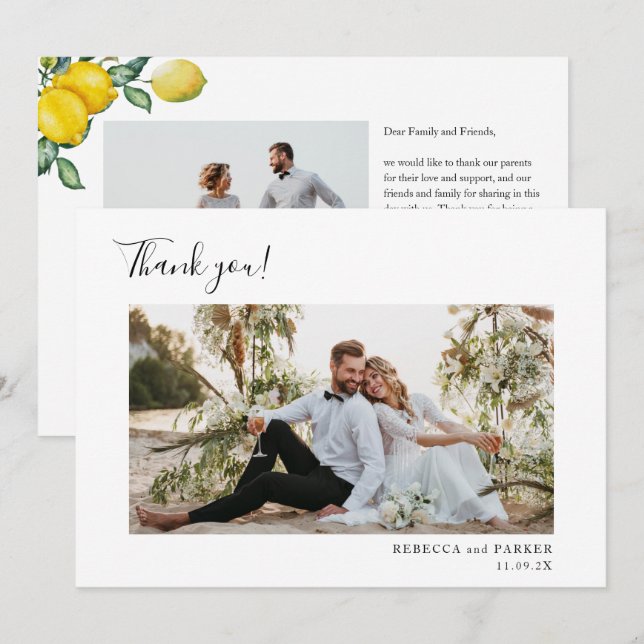 Citrons Mariage photo Merci (Devant / Derrière)