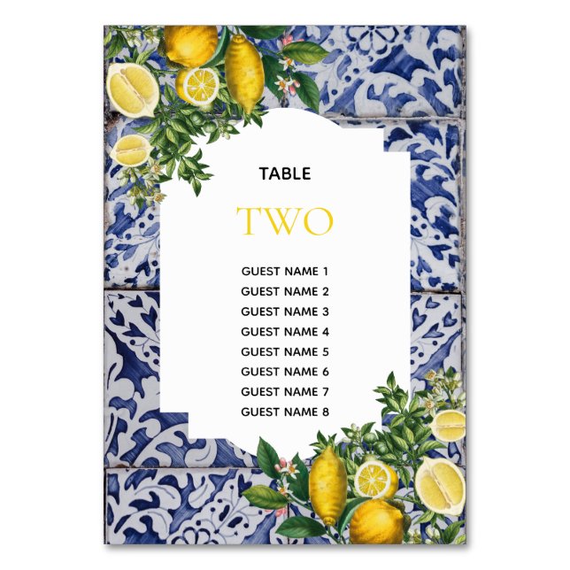Citrons Portugais Mariage Numéro de table Noms des (Par défaut)