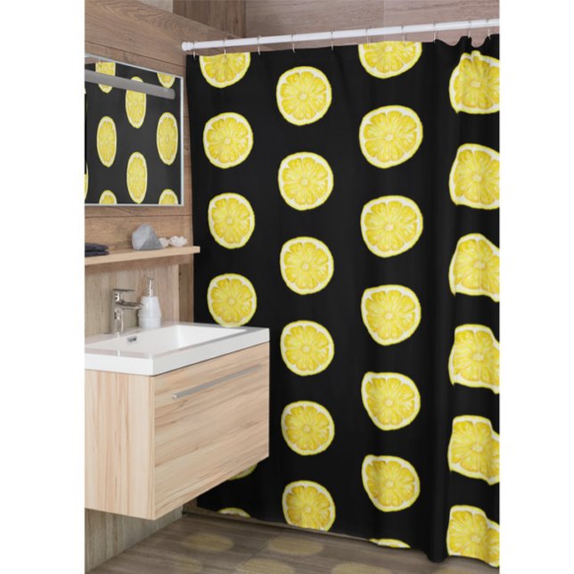 Citrons sur rideau de douche noir (Créateur téléchargé)