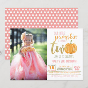 Citrouille 2e Invitation pour fille avec photo 2