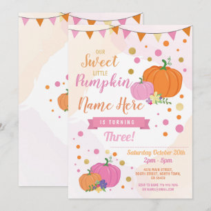 Citrouille Anniversaire Invitation Fall Rose Girl 