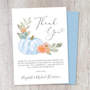 Citrouille Aquarelle bébé garçon douche Carte de r