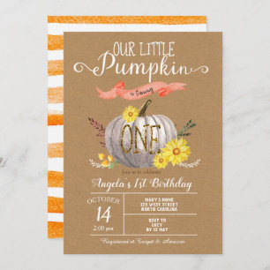 Citrouille Automne 1er Anniversaire Invitation
