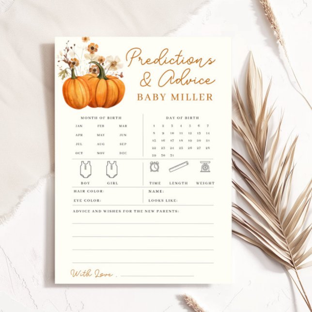 Citrouille Automne Baby Prédictions Conseils Carte (Créateur téléchargé)