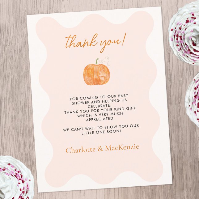Citrouille Automne Baby shower Automne Merci Carte (Pumpkin autumn fall baby shower thank you postcard with custom text)