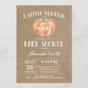 Citrouille Automne Baby shower Invitation Burlap