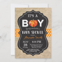Citrouille Automne Baby shower Invitation Carte Bu