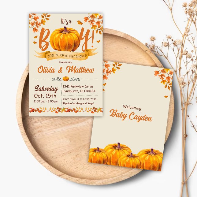 Citrouille Automne Baby shower Invitation C'est un (Créateur téléchargé)