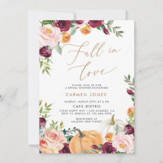 Citrouille Automne Floral Bridal Douche Invitation