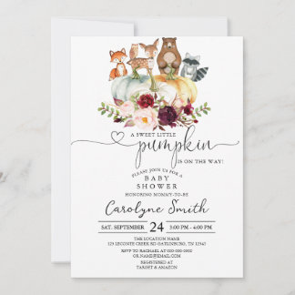 Citrouille Automne Woodland Baby shower Invitation