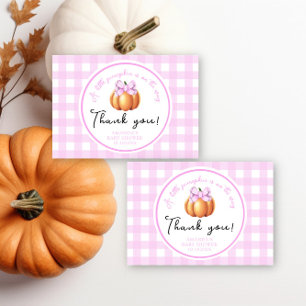 Citrouille avec arc rose merci baby shower