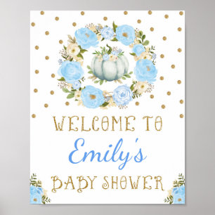 Citrouille Baby shower Affiche de bienvenue Floral