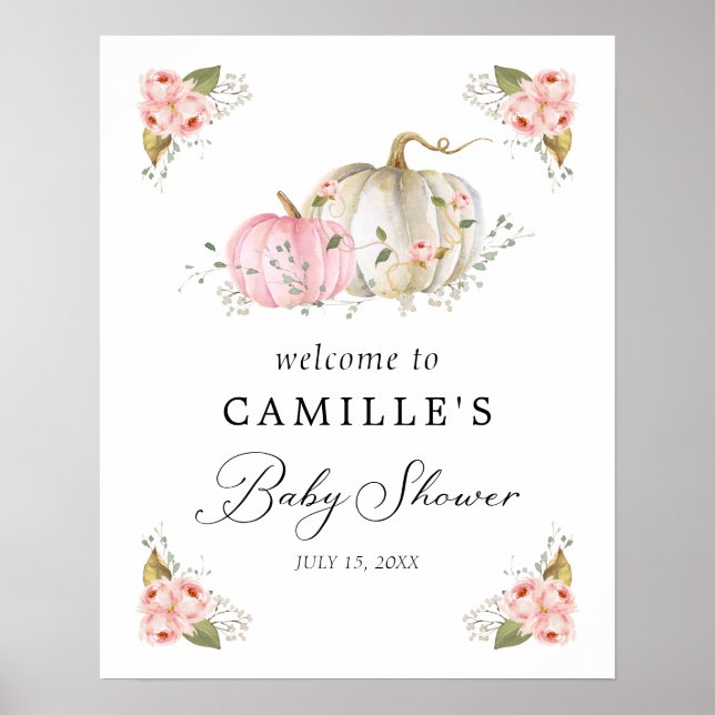 Citrouille Baby shower de bienvenue affiche (Devant)