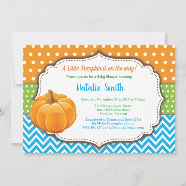 Citrouille Baby shower Invitation Automne Automne  (Devant)