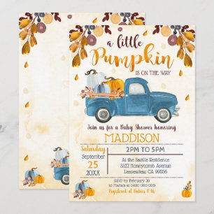 Citrouille Baby shower Invitation Camion Citrouill