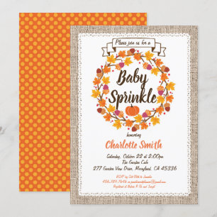 Citrouille bébé saupoudrer invitation burlap wreat