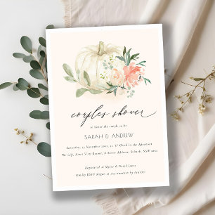 Citrouille blanc Blush Floral Couples Invitation d