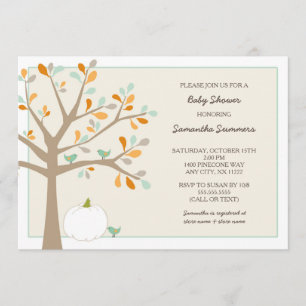 Citrouille blanc chute invitations baby showers