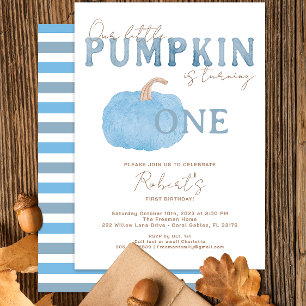 Citrouille bleu Premier anniversaire Invitation