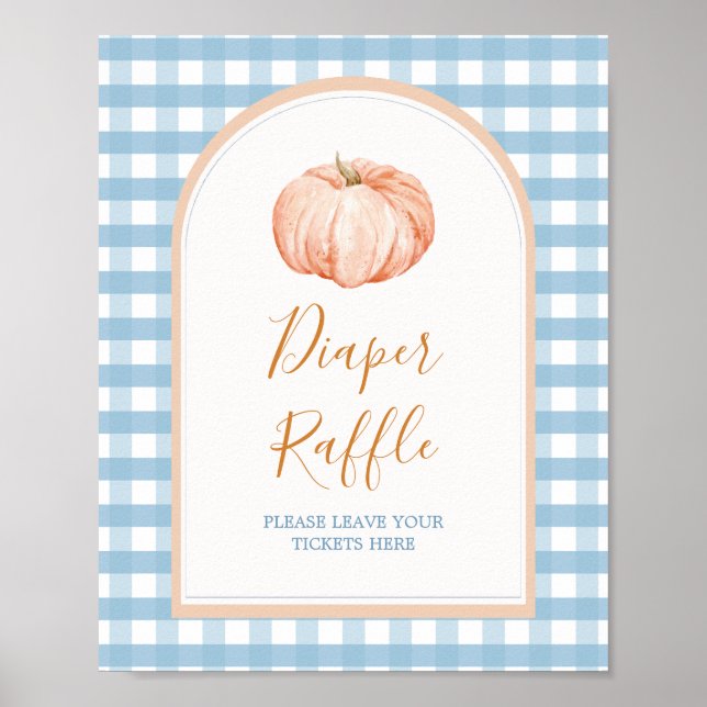 Citrouille Boho Blue En vichy Déchets Poster (Devant)