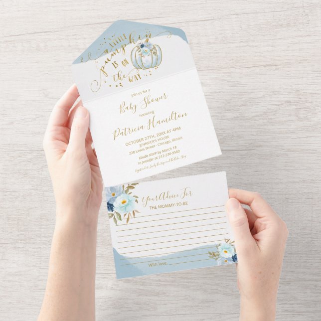 Citrouille Boy Baby shower Invitation & Conseils C (Déchirure)